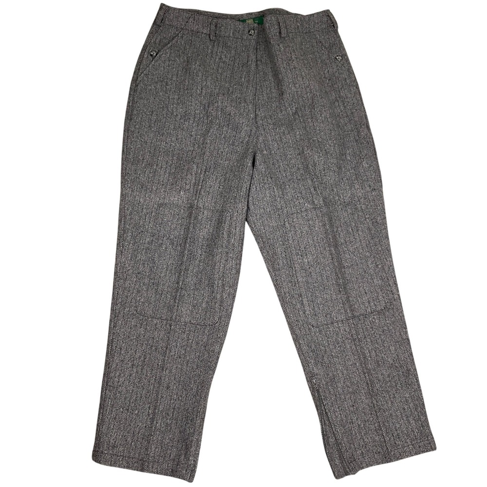 Orvis Pants Womens 16 Gray Herringbone Wool 80s High Ankle Double Knee‎ Trousers